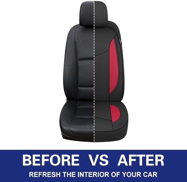 CAROMOP Neoprene Car Seat Cover 2 Front Seats, Waterproof Seat Covers for Cars, Universal Fit for Most Car Interior Covers-Sedan Truck SUV(Black/Red)