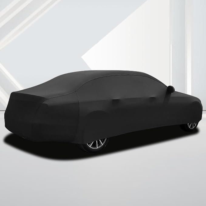 WinPower Indoor Car Cover Stretch Dustproof Protection Full Car Cover for Underground Garage, Car Show, Black