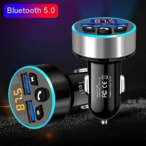 FM Transmitter, Bluetooth 5.0 Car Radio Audio Adapter MP3 Player With Dual USB Charger for Phone and Tablets