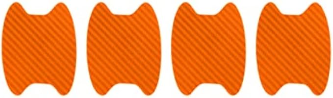 4PCS Universal Carbon Fiber Anti-Scratches Auto Door Handle Protective Film, Door Handle Protector Sticker, Paint Cover Guard Stickers Fit for Most Car Handles (Orange/4PCS)