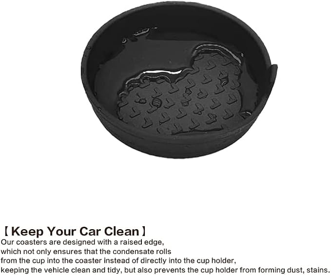 4 Pack Silicone Car Cup Holder Coasters, Universal Removable Vehicle Cup Holder Coasters for Most Cars, Trucks (Black)