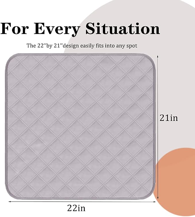 RIQINXIN Washable Incontinence Chair Pads 3pcs Waterproof Seat Protector Pads for Wheelchair Armchair Adults21x22in (Beige)