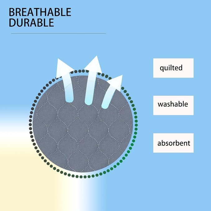 RIQINXIN Waterproof Quilted Chair Pads for Incontinence Washable Incontinence Chair Pads Underpads for Adults Kids Elderly 21x22In 1Pcs Gray