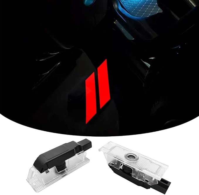 2PCS Non-Fading LED Door Logo Lights Car Accessories HD Welcome lamp Compatible for Challenger 2015-Present Projector Ghost Shadow Puddle Courtesy Step Lights (red Stripe)