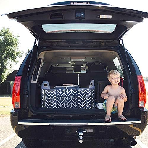 Orionstar Trunk Organizer, Foldable Car Storage Bag Insulation Cooler Bag | Collapsible Vehicle Organizer Divider Storage Totes with 3 Compartment Cargo Tote for SUV, Navy Blue