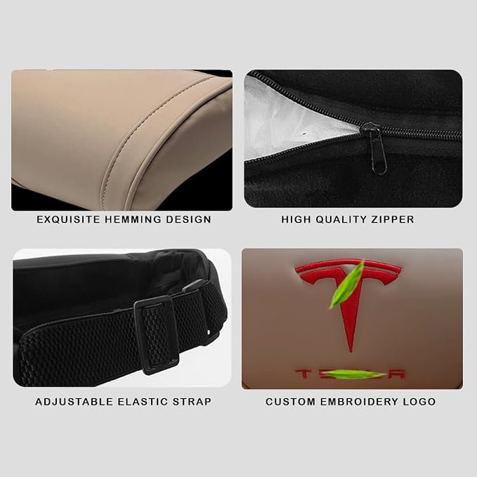 Car Headrest Neck Pillow Support Ergonomic, with Valve Stem Covers Accessory for Driving Seat Fatigue Relief Compatible with Model S X 3 Y & Cybertruck - 2 Pieces