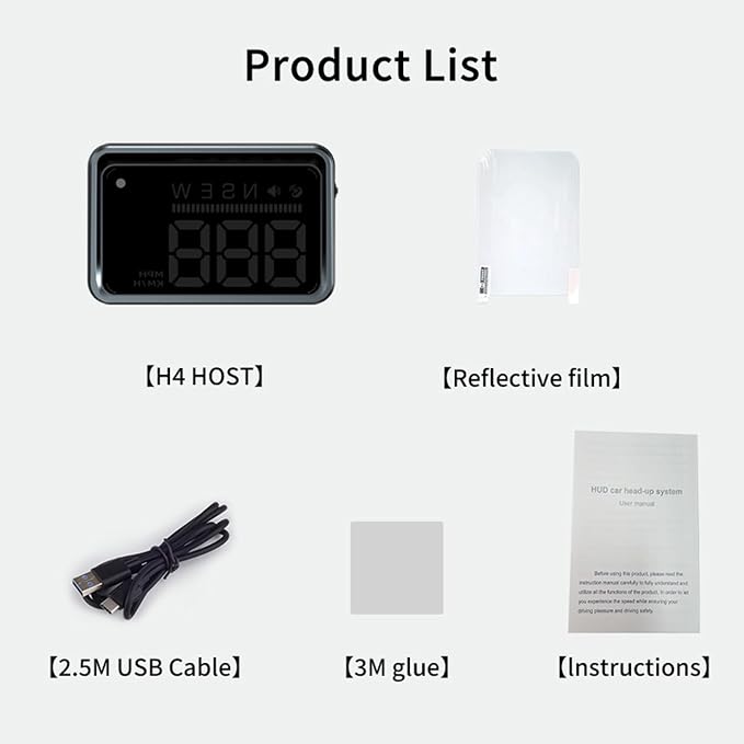 AZIJYV Heads Up Display for Cars, Car HUD H4, gps Speedometer, First Colorful, Large Font Digital Speedometer GPS with Speed, Compass, Automatic Sensing, Speeding Alarm, Suitable for All Cars.
