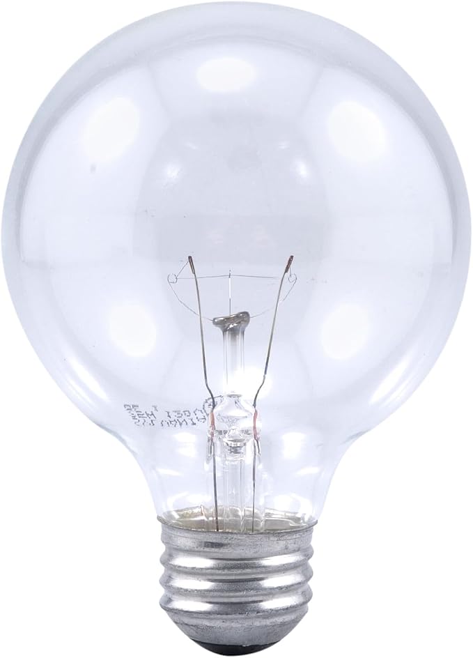 Sylvania 25 Watt Vanity Light Bulbs 1 Pack - Incandescent E26 Medium Base Globe Bulbs for Bathroom, Dimmable G25 Type G Round Vanity Bulbs 25W, 120V Clear Warm White