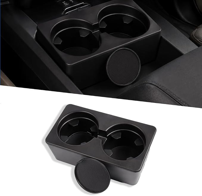 PIT66 Console Cup Holder Insert Fit Chevy Silverado GMC Sierra 2007-2014 | Replacement Dual Drink Holder Insert W/Floor Mounted Center Console,19154712,Fit 2007-2014 Avalanche Suburban Yukon Escalade