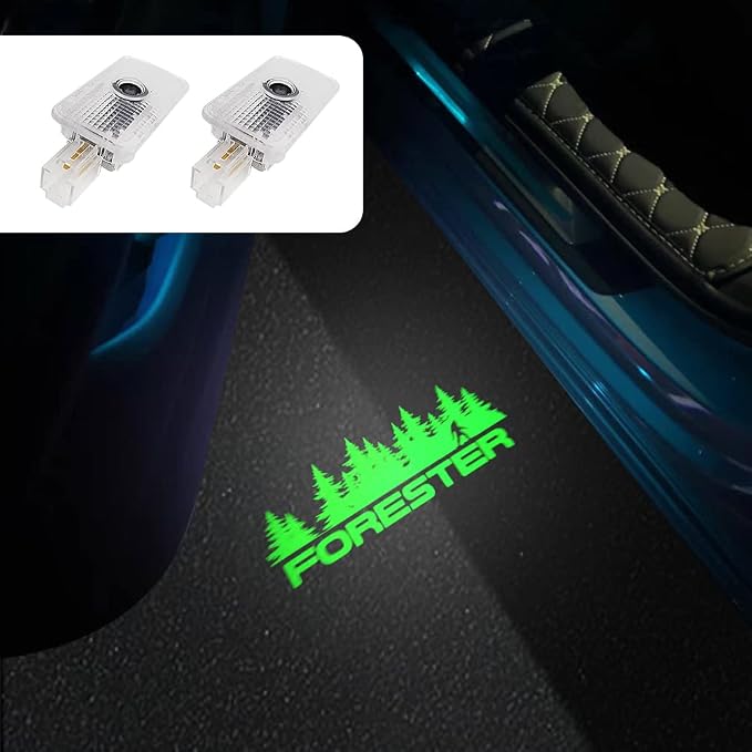 2 pcs Non-Fading LED Car Door Logo Lights Courtesy Projector Laser Welcome Light Ghost Shadow Forester Accessories Puddle lamp Compatible with Forester (Forester Green)