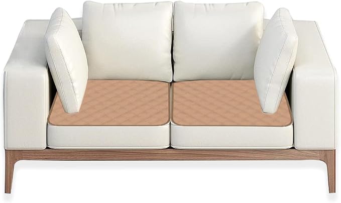 Waterproof Washable Seat Protector Pads Reusable Incontinence Chair Pads Resuable Pee Pads for Senior Adults Kids Stay Well in Place 22"X21" Beige 2Pcs