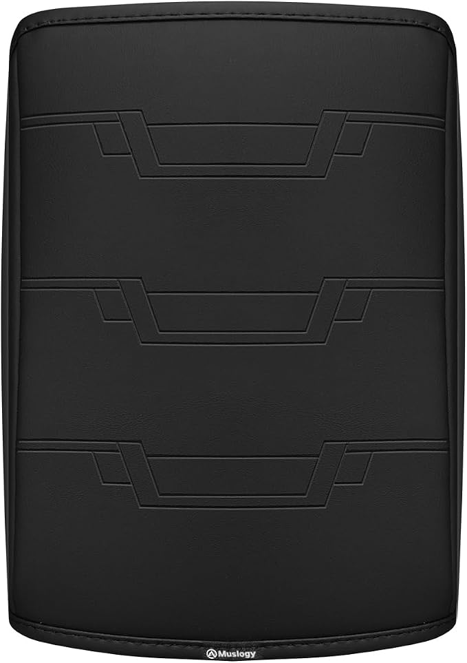 Muslogy Center Console Armrest Cover Fit for Nissan Frontier 2005-2021 & Xterra 2005-2015 Accessories, Comfort Armrest Pad Console Lid Cushion Vegan Leather 1-Inch Extra Thick