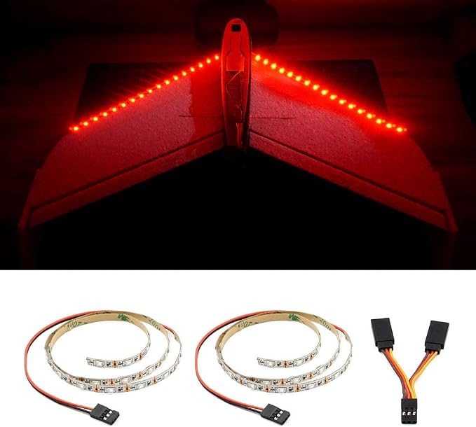 LED Light Strip for RC Fixed Wing Airplane Flying Wing Plane AR Wing Drone Model Car Truck (Red)