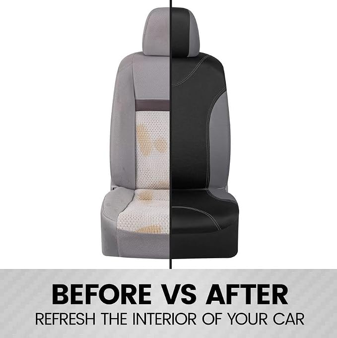 BDK UltraSleek Gray Seat Covers for Cars, Two-Tone Front Seat Covers with Matching Back Car Seat Cover, Made to Fit Most Auto Truck Van SUV, Interior Car Accessories, Car Seat Covers Full Set - Gray