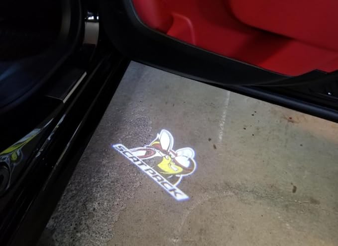 2pcs Door Welcome Light Led Super Bee Scat for Charger Magnum Projector Ghost Shadow Puddle Courtesy Step Lights Pack Long (For Challenger)
