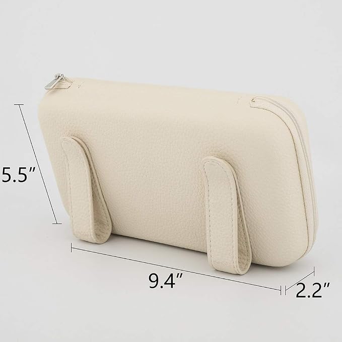 Car Tissue Holder - Sun Visor Napkin Holder, PU Leather Backseat Tissue Case for Vehicle (Beige)