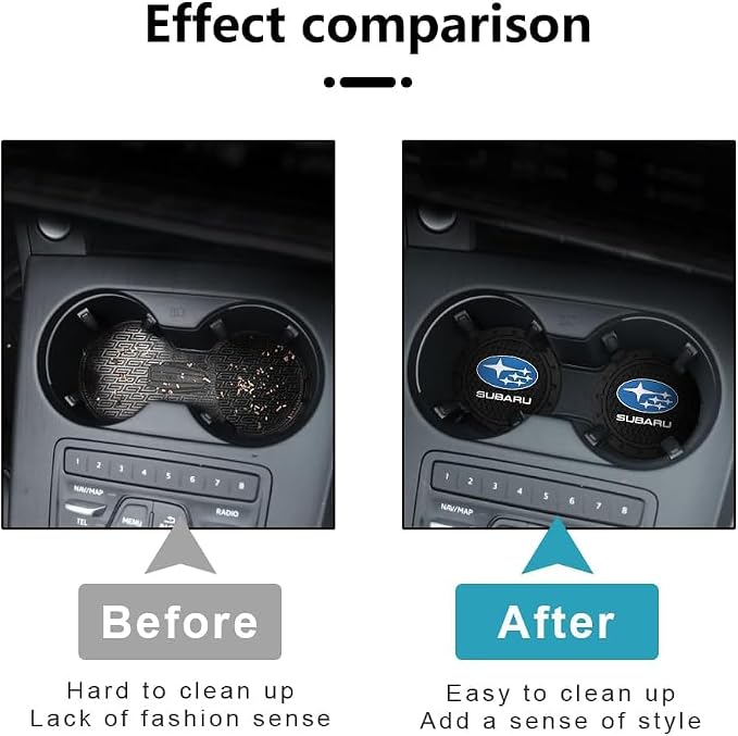 Subaru Car Cup Holder Coaster Universal Non-Slip Cup Holder Insert Coaster Silicone Car Interior Accessories, Black 2PCS