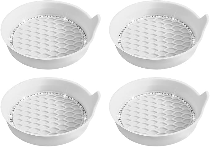 4PCS Bling Car Cup Holder Coaster, Crystal Rhinestone Insert Dustproof Non-Slip Drink Cup Mat, Diamond Shockproof Auto Interior Water Bottle Pad Cushion Coaster, Universal Fit (White)