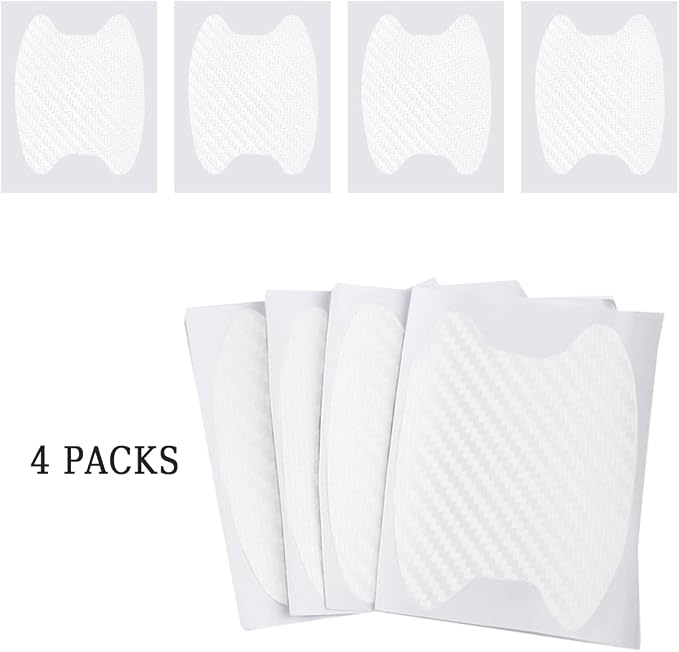 4PCS car door Handle Protector Sticker, Universal Carbon Fiber Anti-Scratches Auto door handle Protective Film, Side Paint Cover Guard Stickers Fit for Most Car Handles (White)