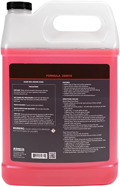 Zenex ZenXtreme Ceramic Car Wash Soap | pH Neutral SiO2 Hydrophobic High Suds Formula | Concentrated | Spot-Free Drying (1 Gallon (Pack of 1))