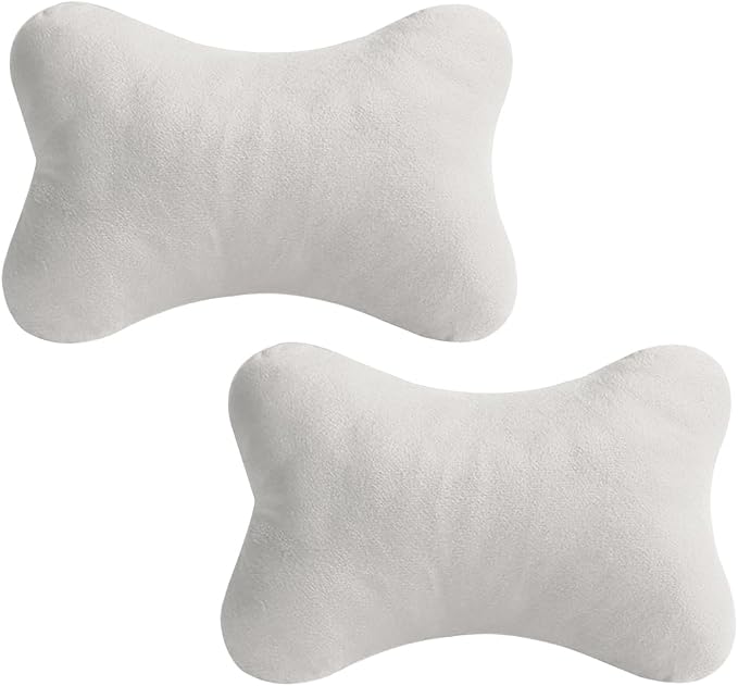 2PCS Car Neck Pillow, Soft Comfortable Vehicle Seat Neck Support Pillow Cushion for Relief Driving Fatigue, Breathable Auto Interior Headrest Neck Rest Pad, Universal for Vehicles (Gray)