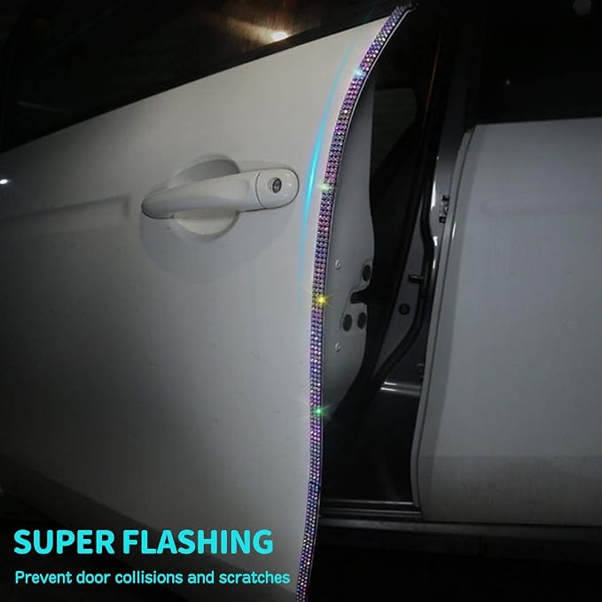 eing Door Edge Anti-Scratch Sticker Door Crash Bumper Crystal Bling Protection Tape Rubber Strip Sticker,Car Door Protector,Car Door Guard,Car Door Protection,90cm/35.4" Each One,4Pack/Set,Multicolor