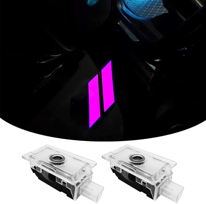 2PCS Non-Fading LED Door Logo Lights Car Accessories HD Welcome lamp Compatible for Charger 2006-Present Projector Ghost Shadow Puddle Courtesy Step Lights (Pink Stripe)