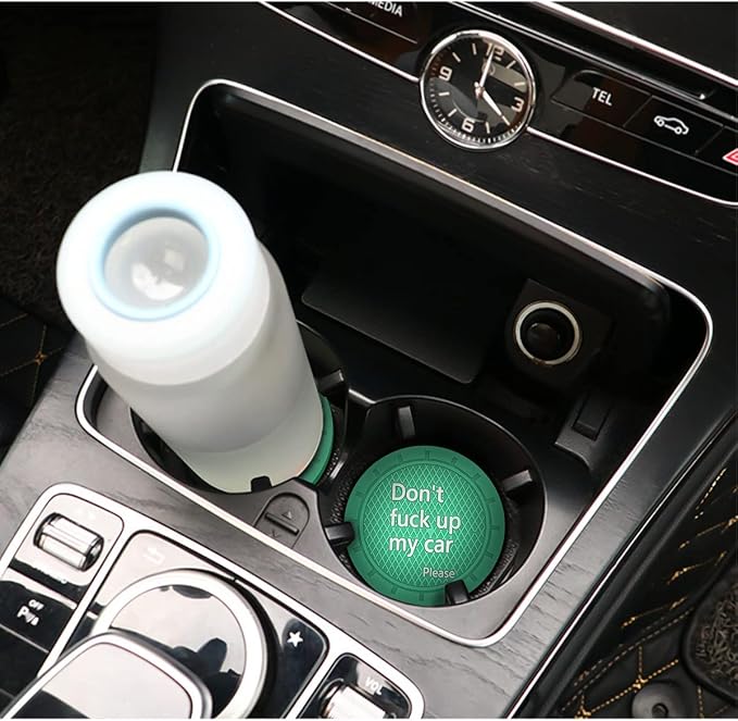 8sanlione 2 Pack Car Cup Holder Coasters, 2.75 Inch Non-Slip PVC Insert Cup Coaster, Anti-Scratch Auto Cup Mats for Women Men, Vehicle Interior Accessories for Car, SUV, Truck (D Light Green/2PCS)