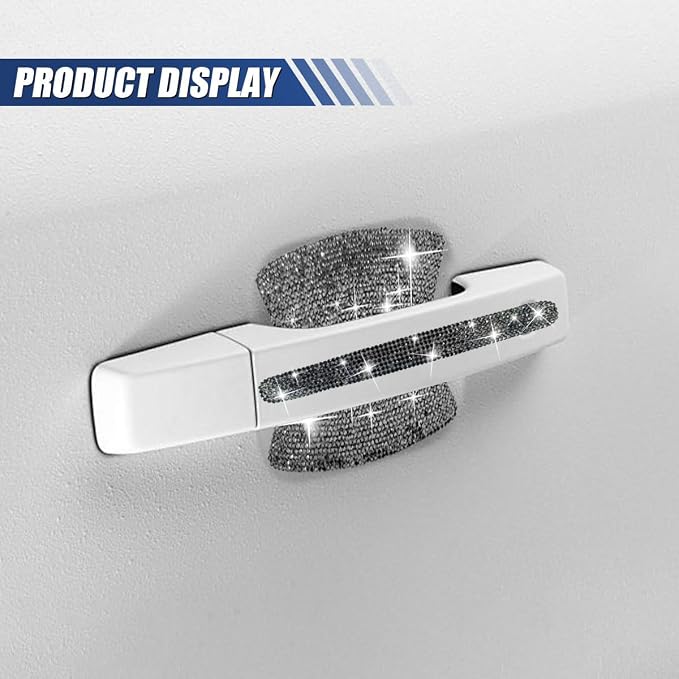 ZIMISI 10PCS Bling Car Door Handle Protector, Crystal Rhinestone Anti-Scratch Car Bowl Decoration Sticker Decal, Universal Auto Exterior Door Protective Covers Accessories for Women (Mineral Black)
