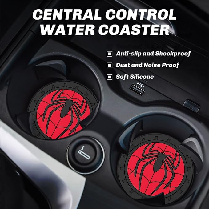 Cup Holder Insert Coaster for Marvel Spiderman2 Fans,Anti Slip Car Cup Coaster Interior Accessories