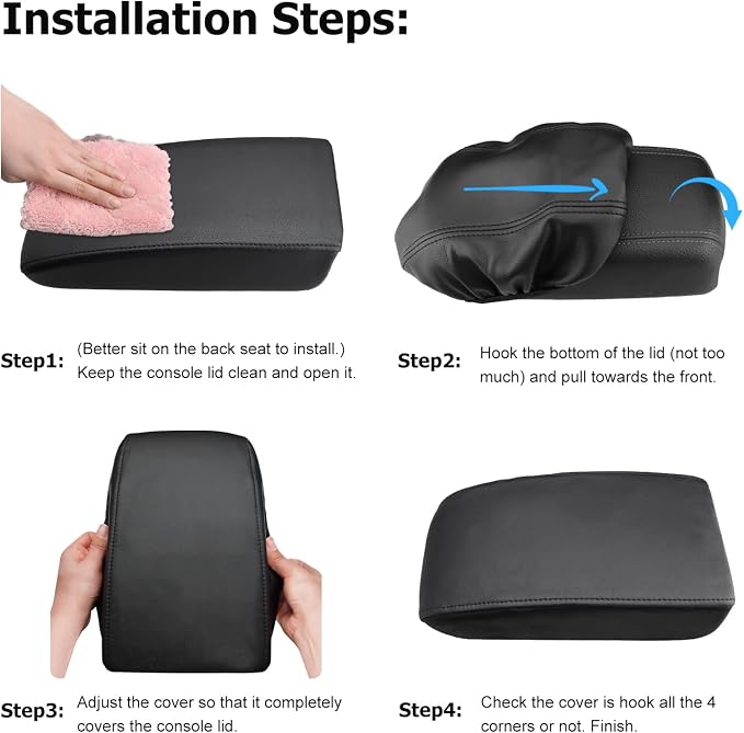 INTGET Center Console Cover for 2026 Honda HRV/HR-V Accessories 2023 2024 2025 Leather Car Armrest Arm Rest Box Lid Middle Console Seat Cover Protector (Black Stitches, 2023+)