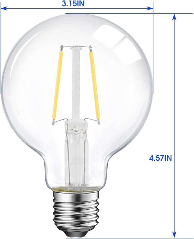 E ENERGETIC LIGHTING Dimmable LED Edison Light Bulb, G25 (G80) 500LM Globe Bulb, 60W Equivalent, 4000K Cool White, Christmas Light, E26 Standard Base, ETL Listed, 6-Pack