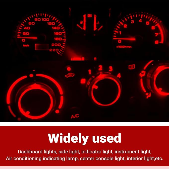 20 PCS 74 LED Bulb Dash Light, Super Bright T5 37 74 LED 3030-3SMD Instrument Light Bulbs, Universal 12V Car Dashboard Lamp Indicator Lights Lamp with Twist Lock Socket, for Most Cars (Red)