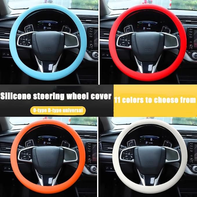 Universal Four Season Thin Silicone Steering Wheel Cover - Anti Slip Wear Resistant Comfortable for Car Purple