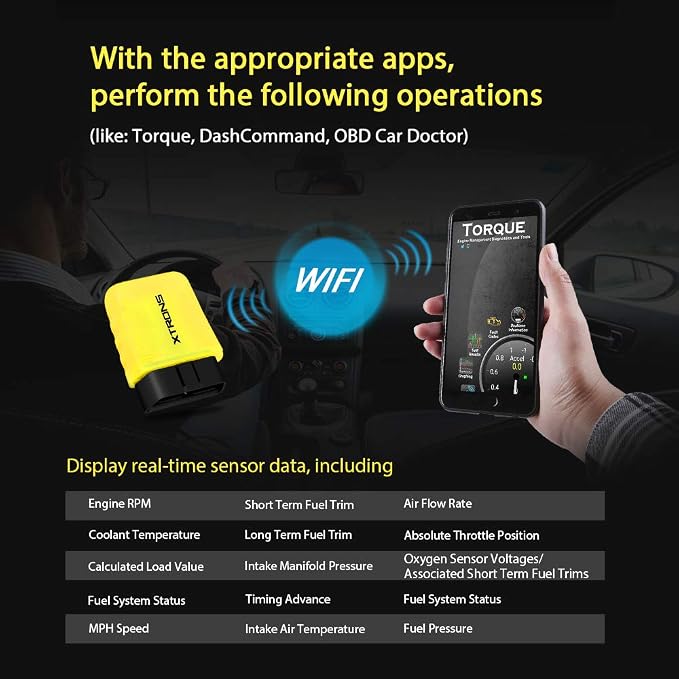 XTRONS OBD2 Android OBDII Car Auto Diagnostic Scanner Tool Torque Special for All Android Car Stereo Compatible Ford Cadillac Lexus VW Porsche BMW
