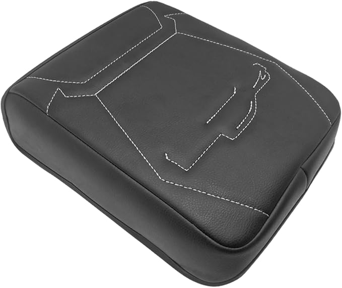Muslogy Center Console Armrest Cover Fit for Toyota Tacoma 2024 2025 2026 Accessories, Comfort Armrest Pad Console Lid Cushion Protector Vegan Leather Regular Thick(Black/Gray Trim)
