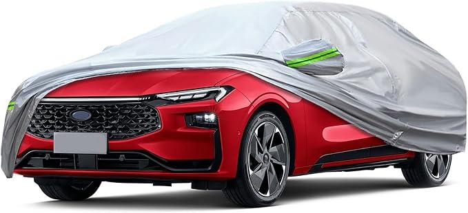 GXARTS Heavy Duty Car Cover 189"×75"×59" Waterproof All-Weather Sedan Cover with Zipper Door+Windproof Straps,UV Snowproof Dustproof Fit for Toyota Corolla Honda Civic VW Jetta Kia Forte Elantra+More