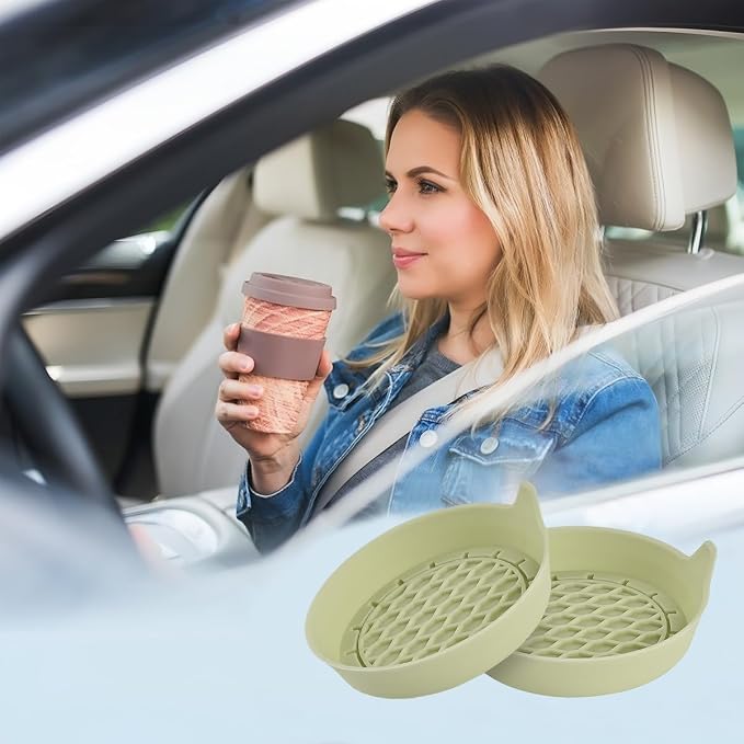 Zpana 4PCS Car Cup Holder Coasters, Silicone Non-Slip Vehicle Cup Recessed Mats, Sift-Proof Automotive Interior Drink Insert Decor Accessories, Universal for SUV, Sedan, Truck (Apricot)