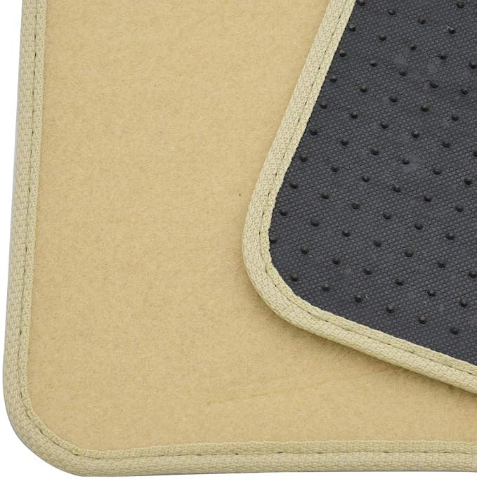 BDK Premium Light Beige Carpet Floor Mats for Cars - Universal Fit Interior 4-Piece Car Mats Full Set with Vinyl Heel Pad Protector - Cute Car Accessories Interior Floor Covers for SUVs & Trucks
