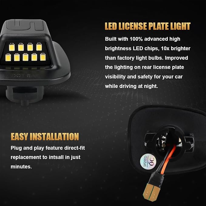 D-Lumina LED License Plate Lights Tag Light Lamp S-Shaped Red Light Strip for 1988-1999 Chevy Silverado GMC Sierra C1500 C2500 C3500 K1500 K2500 K3500 Pickup Suburban Tahoe Blazer S10 Yukon Sonoma S15