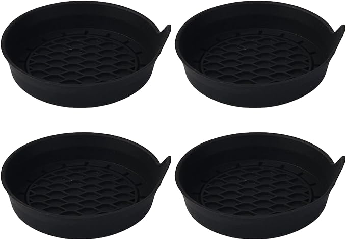 4PCS Car Cup Holder Coasters, Silicone Non-Slip Vehicle Cup Recessed Mats, Sift-Proof Automotive Interior Drink Insert Decor Accessories, Universal for SUV, Sedan, Truck (Black)