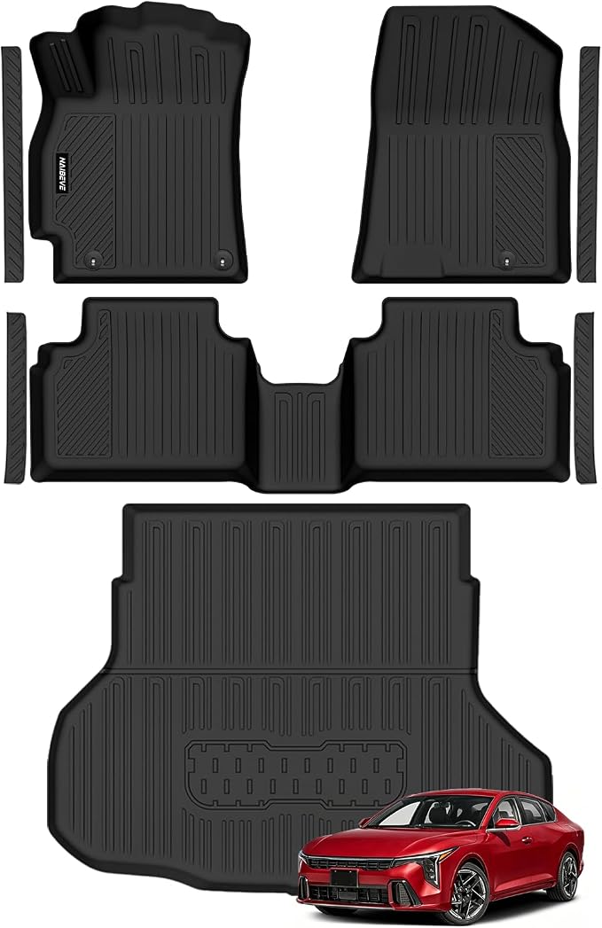 Naibeve Floor Mats for 2025-2026 Kia K4 (Not for K4 Hatchback) | All Weather Custom Fit Floor Mats, Cargo Mat, Door Sill Guards, Interior Protector accessories
