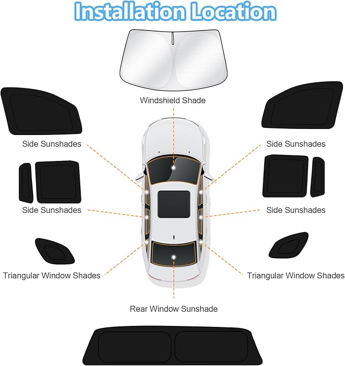 KUST Car Window Shades for Honda Ridgeline RTL 2017-2025 Windshield Sun Shade Side Window Cover UV Block Privacy Protection Accessories for Camping Blackout Rear Back Full Set 10PCS
