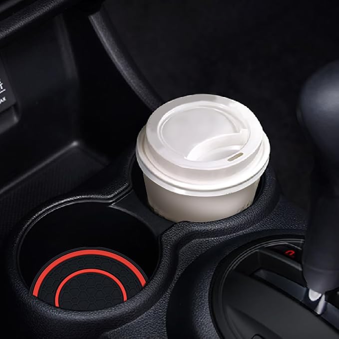 2 Pack Car Coasters for Cup Holder, 2.75 Inch Universal Auto Waterproof Coasters Silicon Insulation Cup Mats,No-Slip Anti Dust Insert Coaster for Woman Man, Suit for Vehicle Interior (2, Red)
