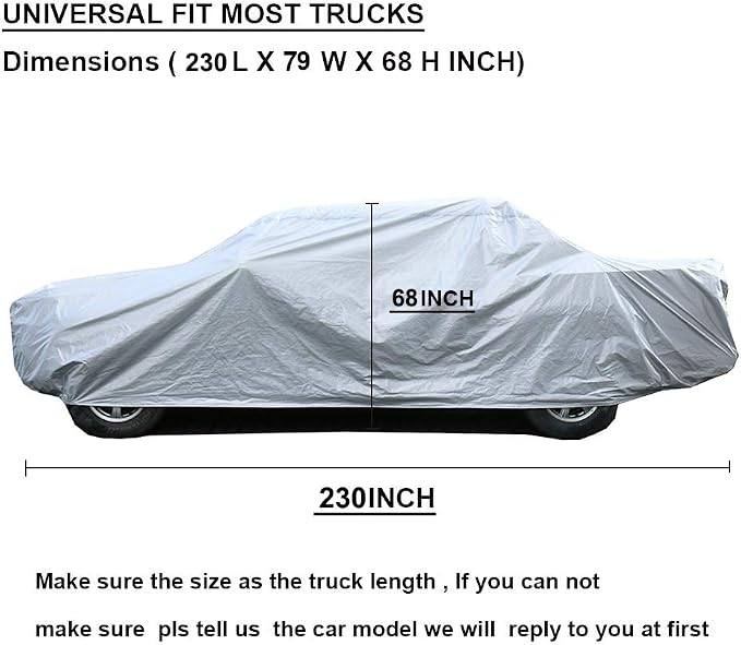 GUNHYI Pickup Truck Cover - Waterproof All Weather, 6 Layer Heavy Duty Universal Fit Ford F150, Chevy Silverado, GMC Sierra, Dodge Ram 1500 Regular/Extended/Crew Cab (Up to 230 inch)