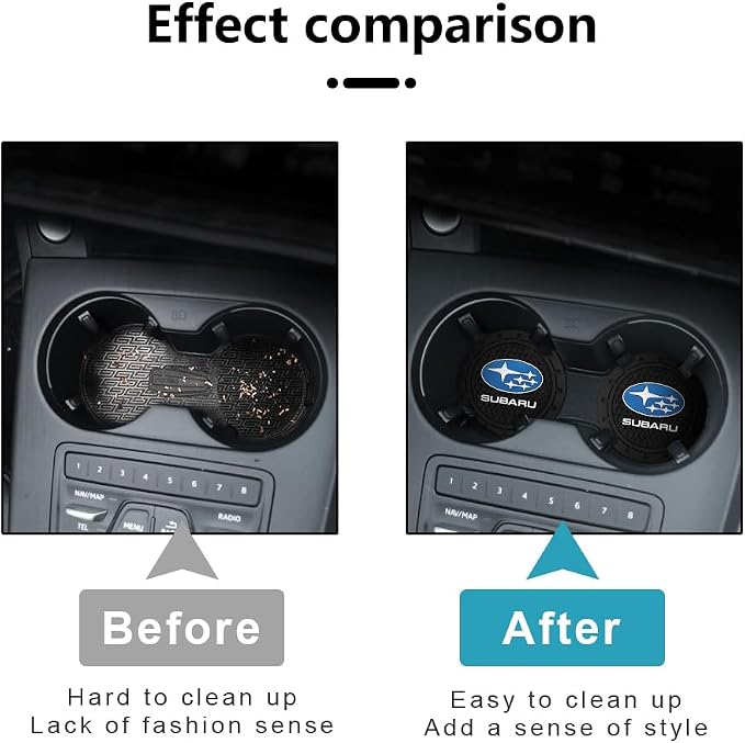 Black Silicone Car Coasters for Subaru Series Non-Slip Car Cup Holder Coasters,Car Interior Accessory for Car Cup Holder 2Pcs 2.75 Inch