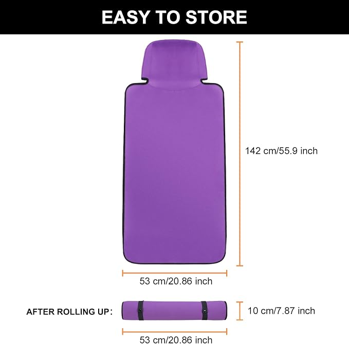 Neoprene Waterproof Car Seat Cover, Purple 2pcs, Non-Slip | Car Seat Protector, Sweat-proof, Universal Fit SUV & Truck, Machine Washable, For Gym, Yoga, Pets, Workout, Beach, Swimming