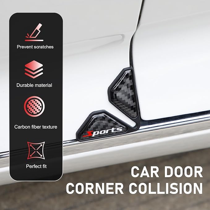 2 PCS Car Door Corner Edge Guard, Anti-collision Carbon Fiber Door Corner Sticker, Soft Plastic Tight Fit Anti-scratch Protective Cover, Universal Modificative Exterior Accessory (Black)