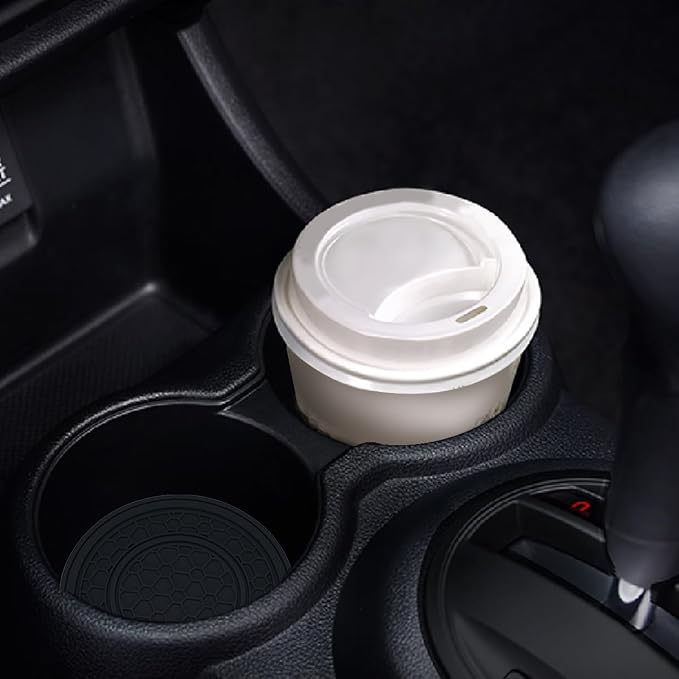 2 Pack Car Coasters for Cup Holder, 2.75 Inch Universal Auto Waterproof Coasters Silicon Insulation Cup Mats,No-Slip Anti Dust Insert Coaster for Woman Man, Suit for Vehicle Interior (2, Black)
