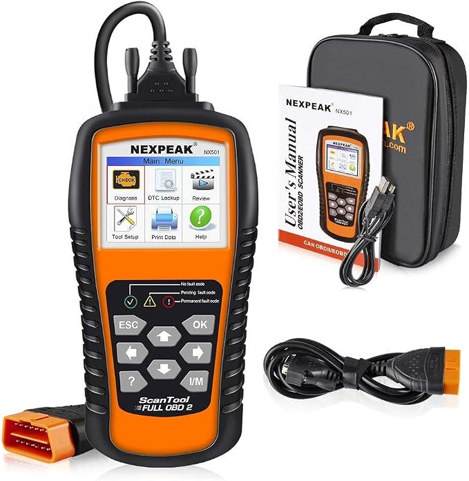 NEXPEAK NX501 OBD2 Scanner Enhanced Code Reader for All Post-1996 Vehicles | Professional OBD2 scanner reads/clears engine codes, monitors battery, 10 modes & live data on color screen,plug and play